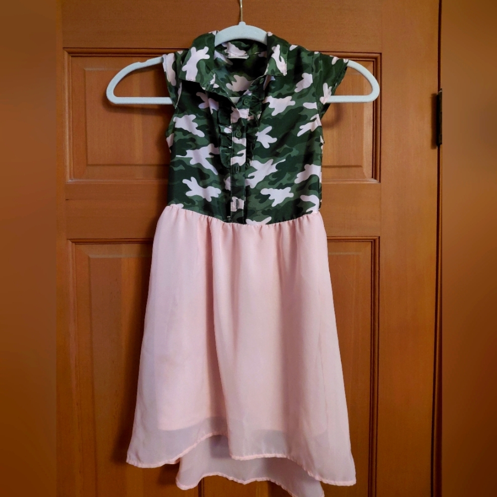 Faded Glory Green and Pink Camouflage Kids Dress